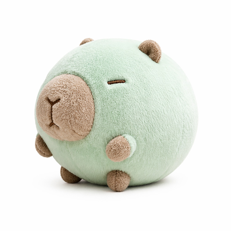 Mátově zelený kulatý plyšový polštář Capybara